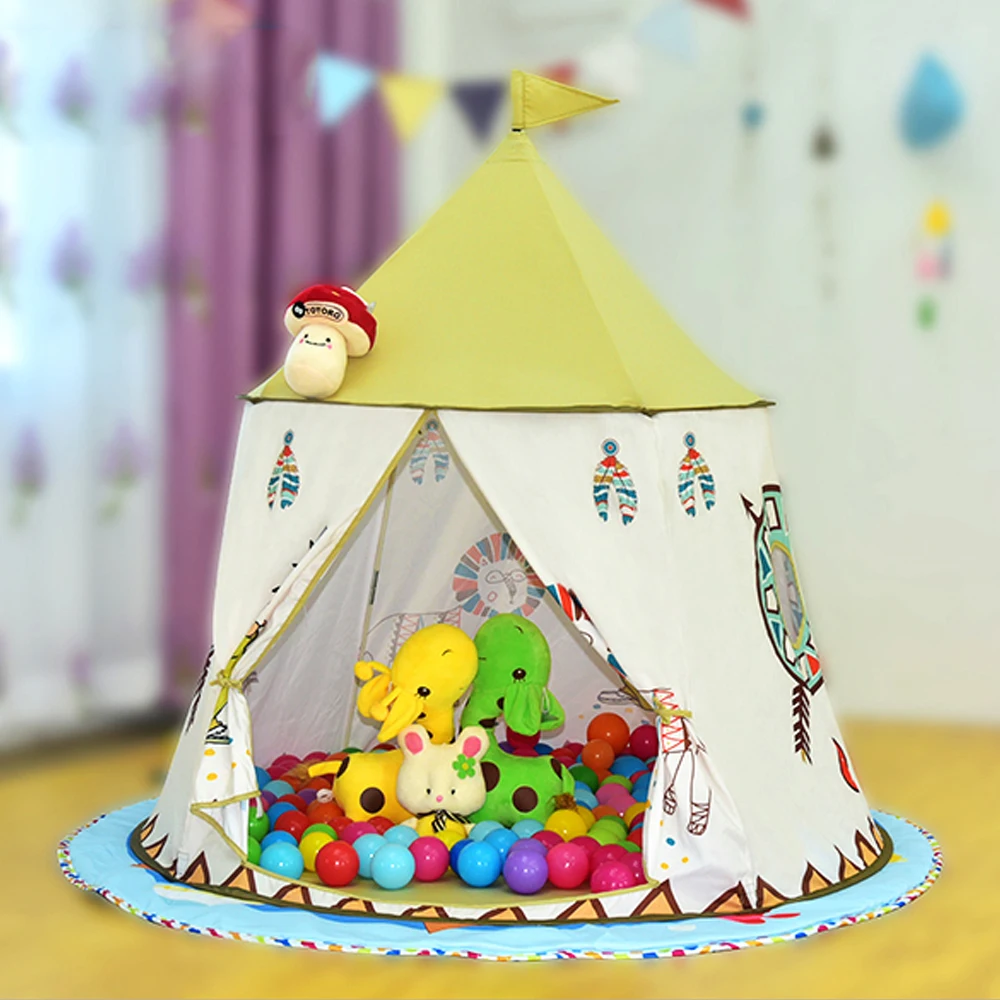 YARD Kid Teepee Tent House 123*116cm Portable Princess Castle Present For Kids Children Play Toy Tent Birthday Christmas Gift