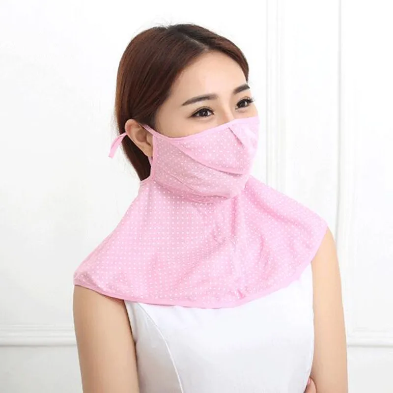 Women Sun Protection Full Face Mask Sunshade Ladies Summer Thin Anti-ultraviolet Breathable Outdoor Neck Mouth-muffle H3143