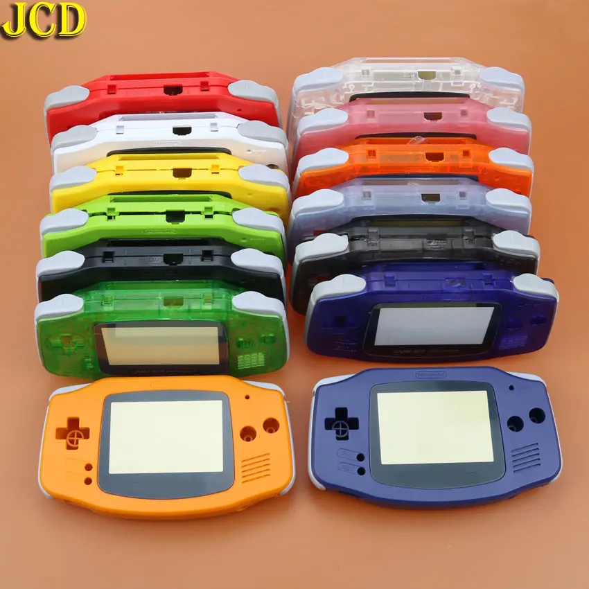 Jcd capa de plástico para console gba, kit de botão, etiqueta de lente de tela para gameboy advance