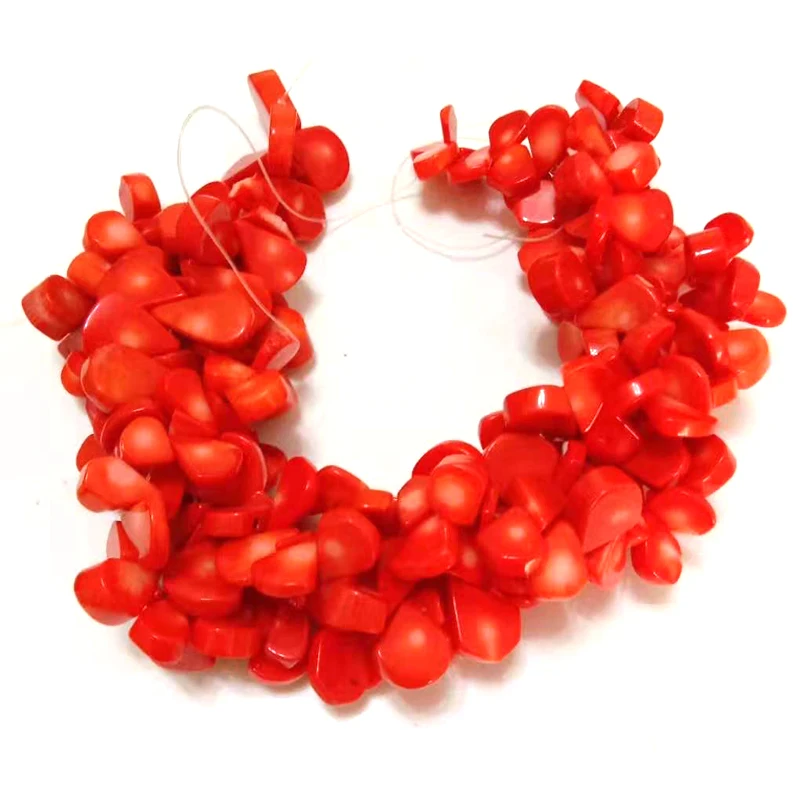 16 inches 15-20mm Orange Seed Shaped Carved Natural Bamboo Coral Beads Loose Strand