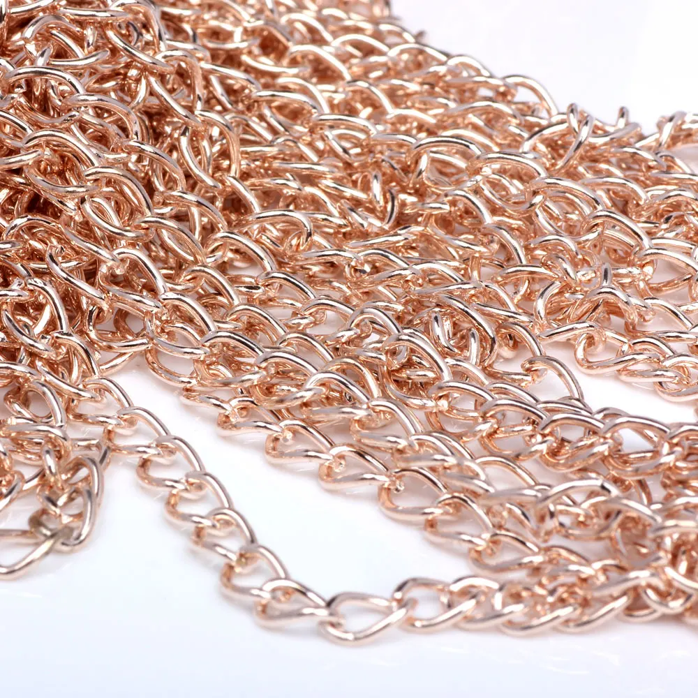 OlingArt 3M/lot 4MM/5MM/7MM/8MM 24K Rose Gold Color Plated Oval Shape Twisted Cross Link Chains DIY Jewelry Accessories making