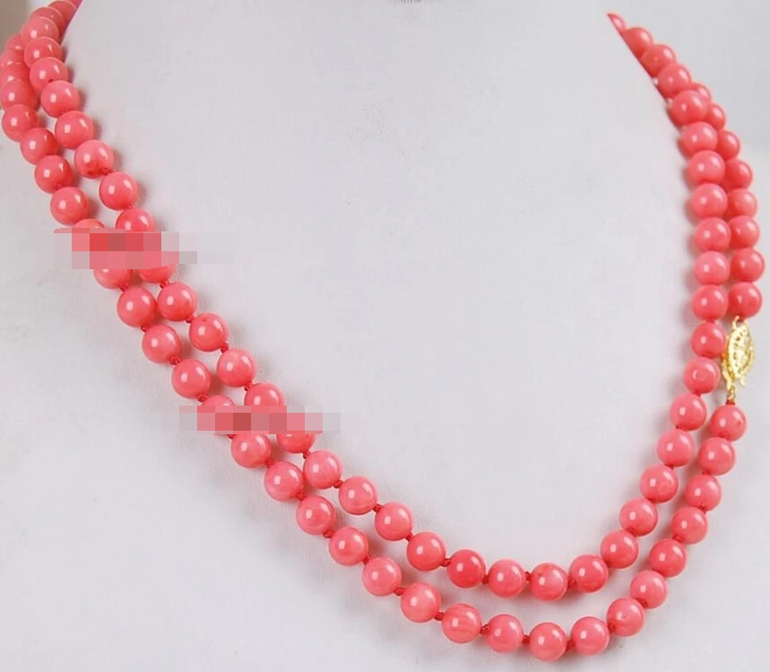 

0938 Pink Coral Round Beads Necklace