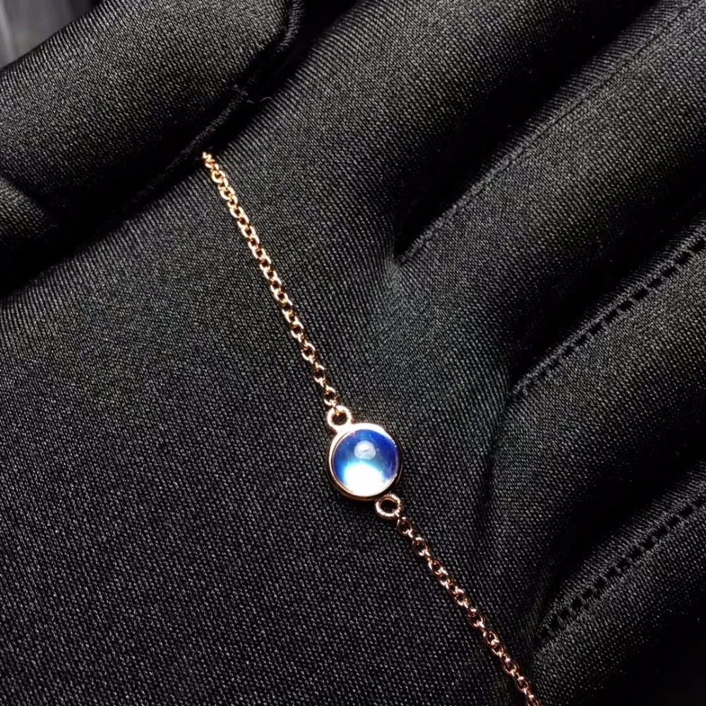

Natural Moonstone Bracelet, Blue Moonstone, 925 Silver Super Simple, Adjustable,