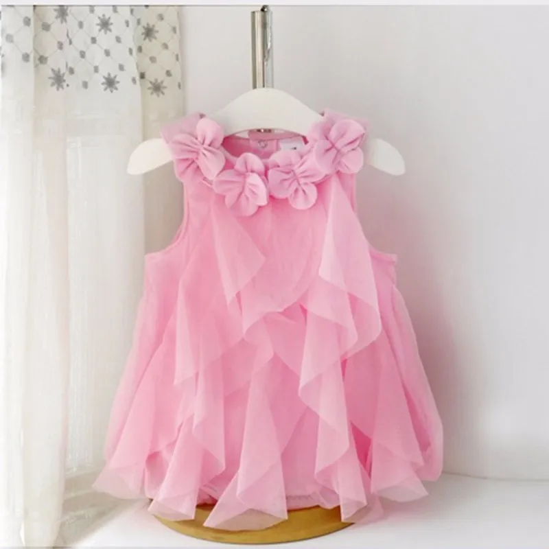 Summer Sleeveless Girls Chiffon Dress Flowers Kids Girl Birthday Party Dresses Baby Clothes Vestidos