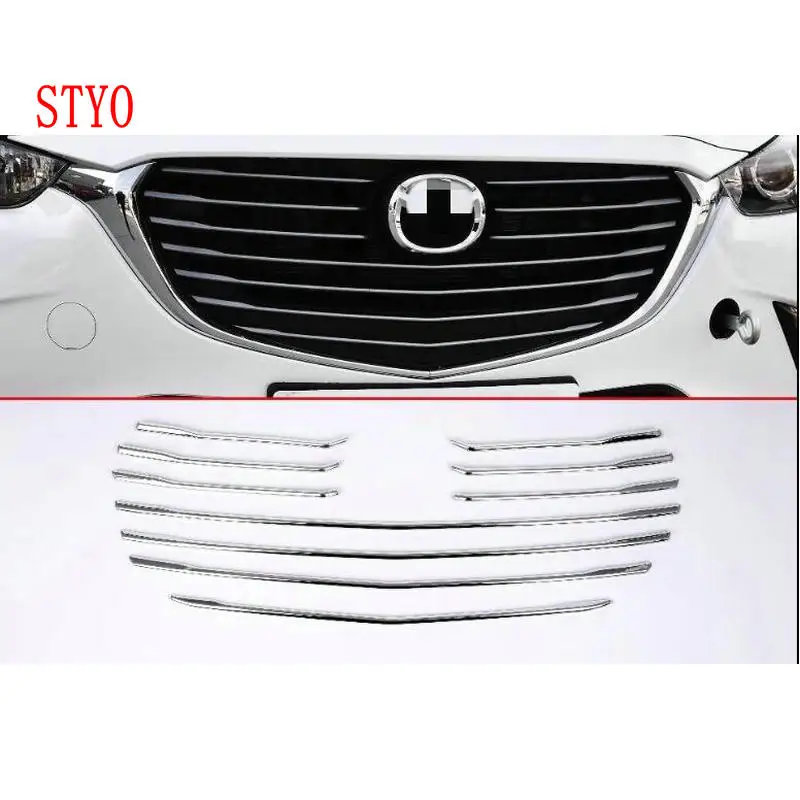 STYO Car ABS Chrome Front Grille Grill Molding Cover trim  For Mazda1 CX3 CX-3 2017 2018