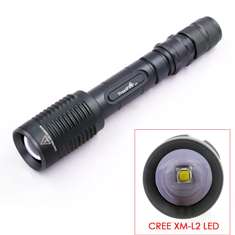 Trustfire Z5 cree XM-L2 led flashlight 5mode xm l2 zoomable torch adjustable light bicycle lamp power by 2x18650