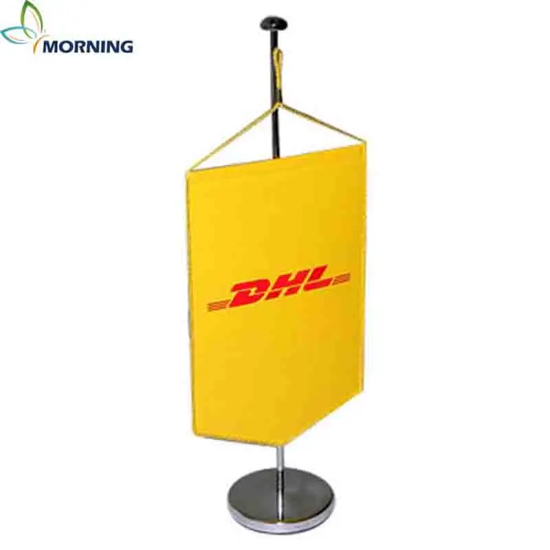 Morning custom made table flag stainless steel base table banner