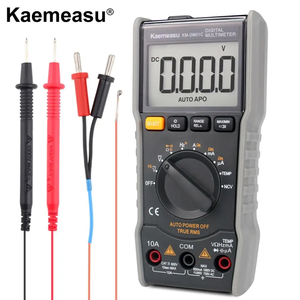 Portable Digital Multimeter DC/AC Capacitance Resistance NCV Temperature True RMS Diode Tester Maintenance instrument KM-DM01C