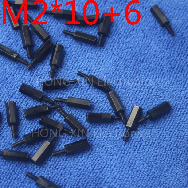 M2*10+6 1pcs Black nylon Standoff Spacer Standard M2 Male-Female 10mm Standoff Kit Repair parts High Quality