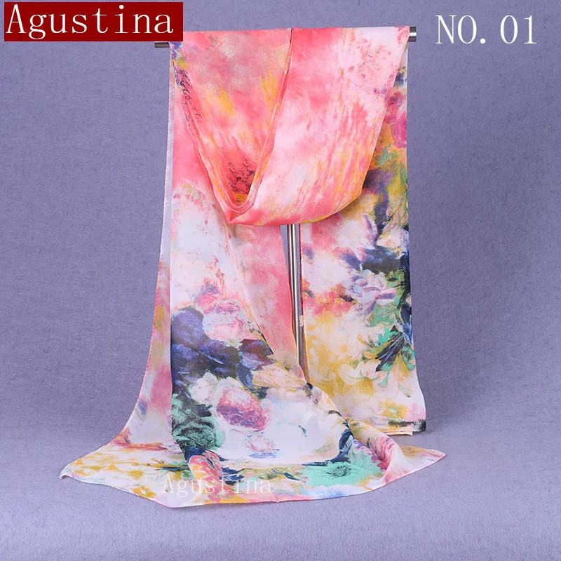 chiffon Flower Ink painting scarf fashion shawl women designer brand luxury for women headscarf scarfs scarves stoles and shawls