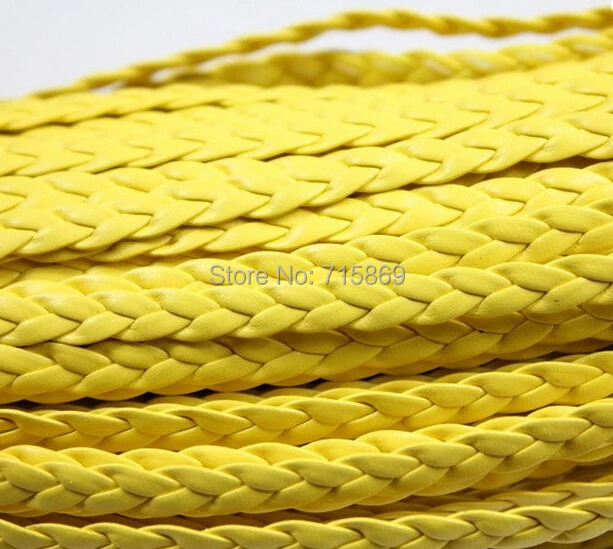 Free Ship 100Meters 5mm Yellow Cord  Braid Faux leather Cord synthetic leather Cord