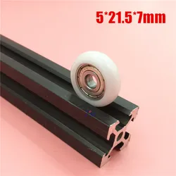21.5x5x7mm 5*21.5*7mm Delrin R style V wheel kit nylon plastic wheel with 625 bearing black for 2020 aluminum Kossel 3D printer