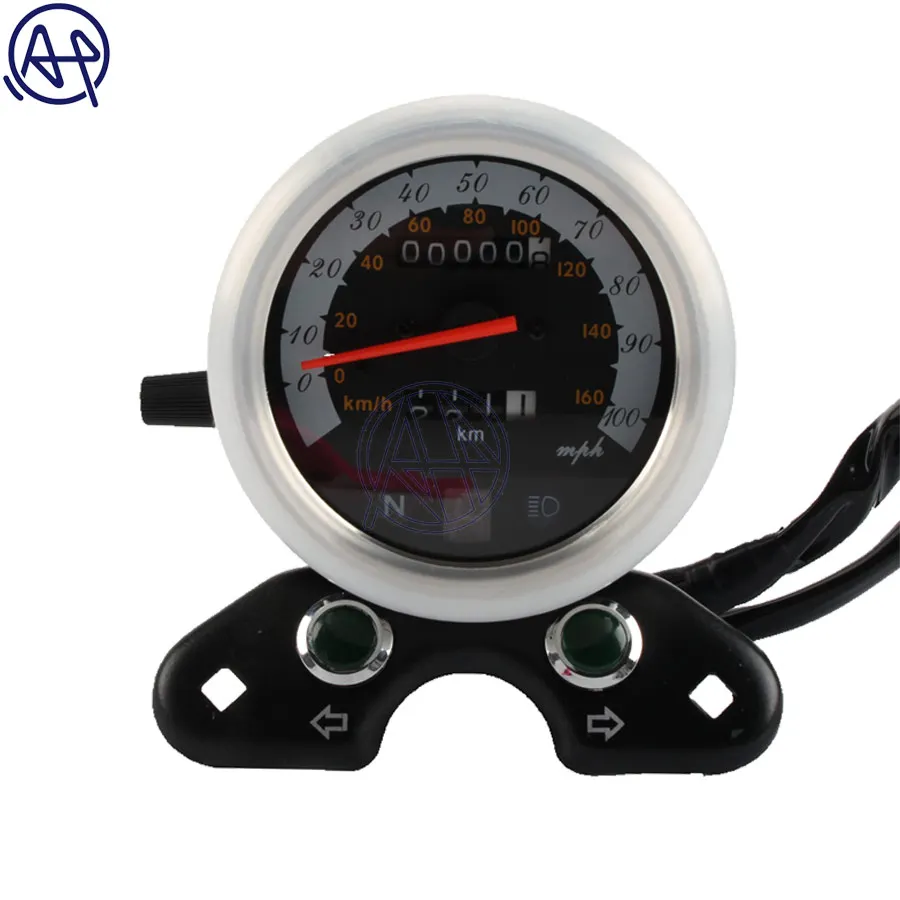 Universal Motorcycle Speedometer Odometer Gauge ATV Bike Scooter Backlit Dual Speed Meter with LED Indica for Suzuki for Honda