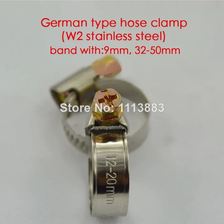 

Band 9mm German type W2 stainless steel hose clamp tube pipe(32-50mm)