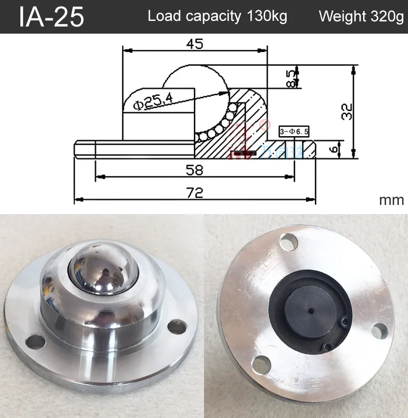 Heavy-duty IA-19-25-38 Precision universal Ball bearing casters/wheel,round flange,3 holes Transmission systefurniture wheel