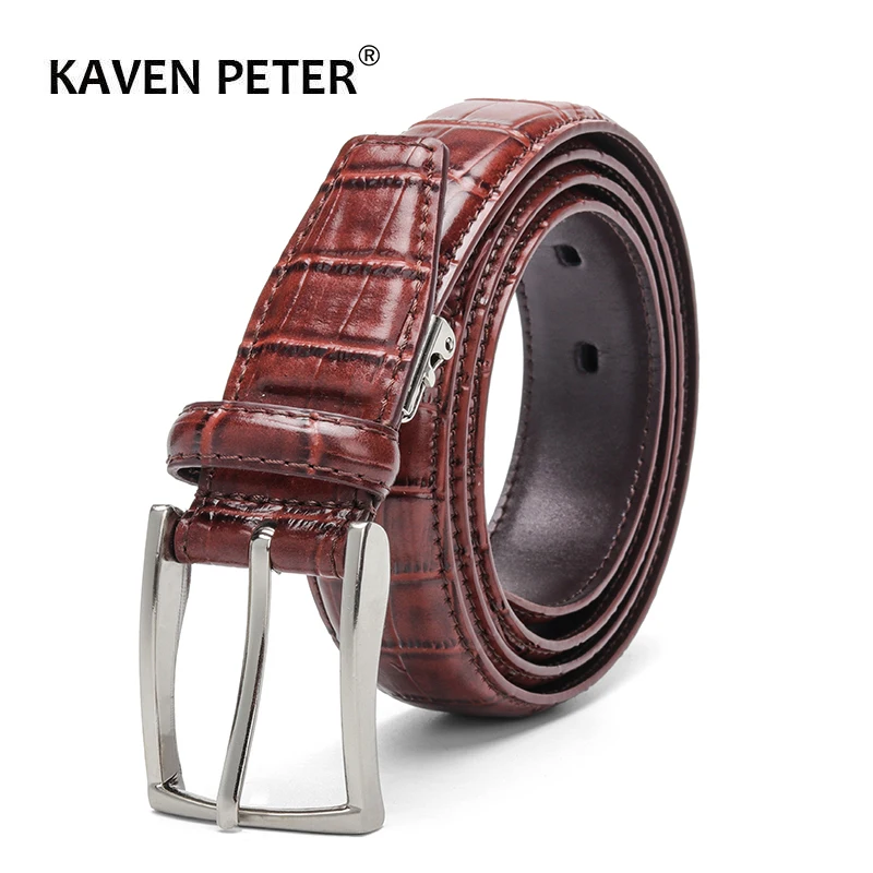 

Casual Men Belts Crocodile Pattern Cowskin 3.0 CM Belts For Women Unisex Genuine Leather Belt Cinturones Para Hombre Black Brown