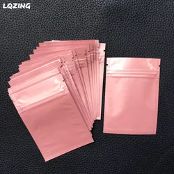 40pcs Mini Ziplock Bags with Zipper, Aluminum Recyclable Bags, Pink Zip Lock, Jewelry Storage Bag, 7*10cm Colors