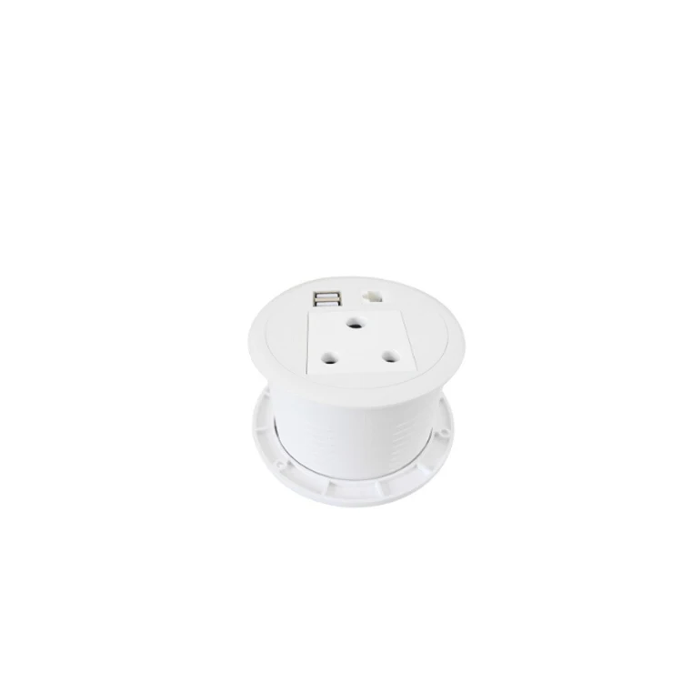 South African power switched socket outlet and USB charger and RJ45 white mini desktop socket