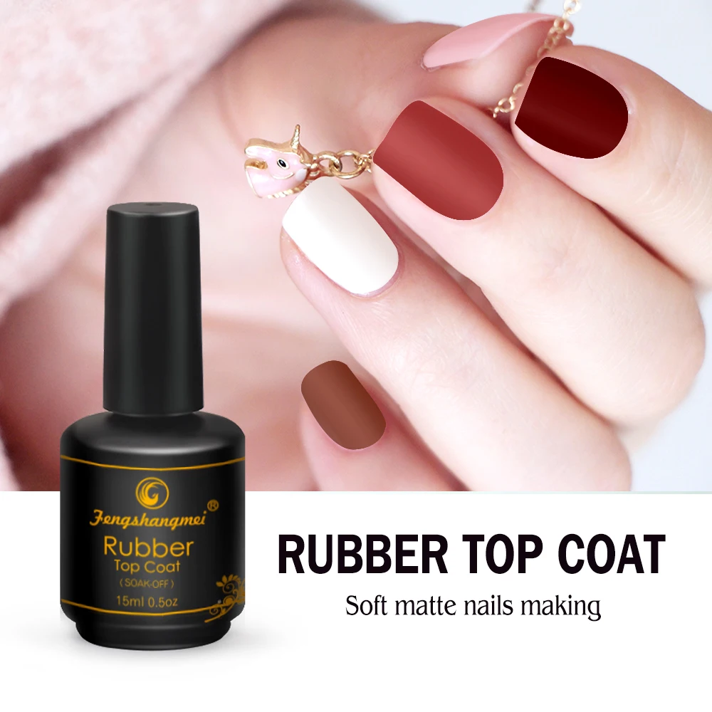 Fengshangmei Matte Nail Polish Top Coat Matt Finish Gel Long Lasting Led UV Matte Velvet Top Lacquer Varnishes 15ml