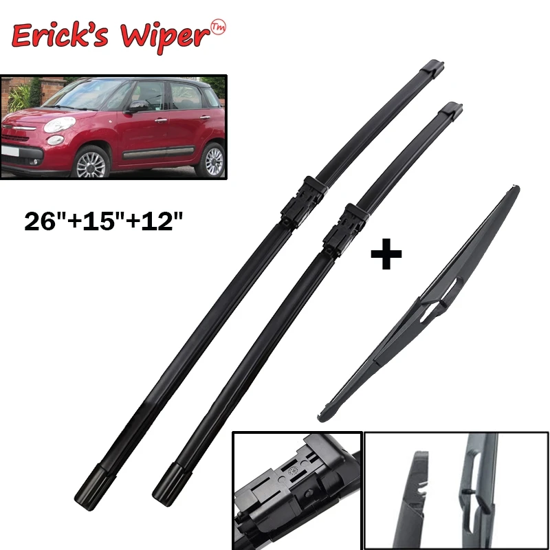 

Erick's Wiper Front & Rear Wiper Blades Set For Fiat 500L 2012 - 2022 Windshield Windscreen Clean Window Rain Brush 26"+15"+12"