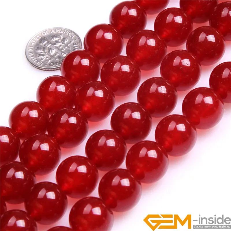 Red Jades Round Loose Beads For Jewelry Making Strand 15\