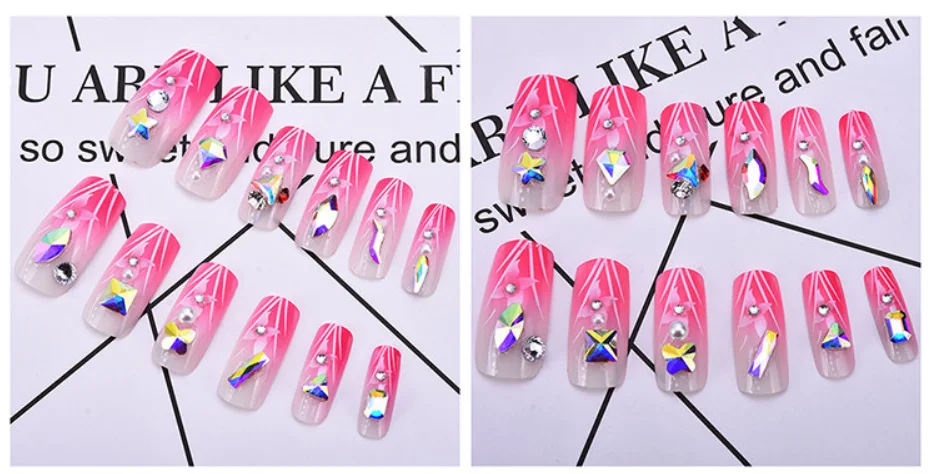 Verschiedene Formen Mix 100 Stück/Beutel 26 Farben Flache Glas-Kristall-Strassperlen zum Aufkleben für Nagelkunst Handgemachtes Basteln DIY-Dekoration – Detail 3