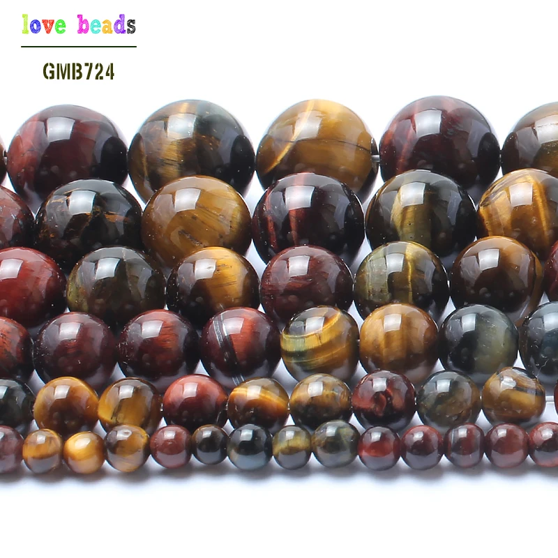 Natural Stone Beads 15.5inches Multicolor Tiger Eye Stone Beads For Jewelry Making Pick Size 4/6/8/10/12/14mm