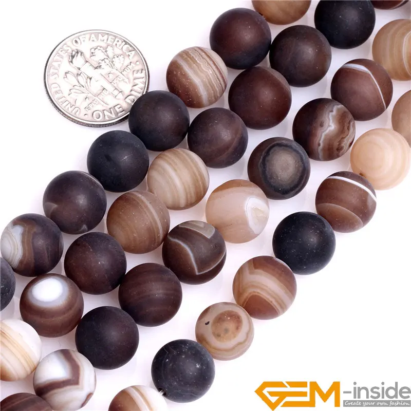 Round Frost Botswana Agat Beads Natural Stone Beads DIY Beads For Bracelet Or Necklace Making Strand 15\