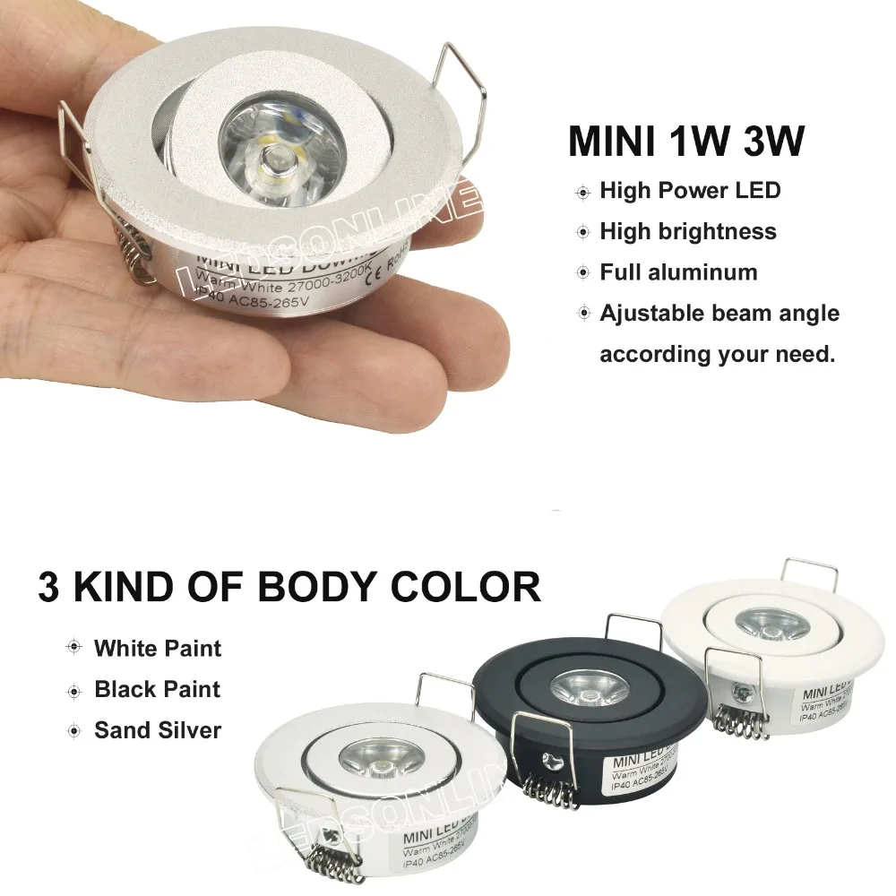 home store decor hot products 4pcs/lot mini Led spot light Downlights cabinet lights 1W 3W Hole size 40-45mm 110-270LM