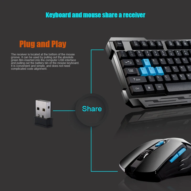 Tastatur-Maus-Kombinationen, wasserdicht, Multimedia, 2,4 GHz, kabellose Gaming-Tastatur, USB, kabellose Maus, NK-Shopping