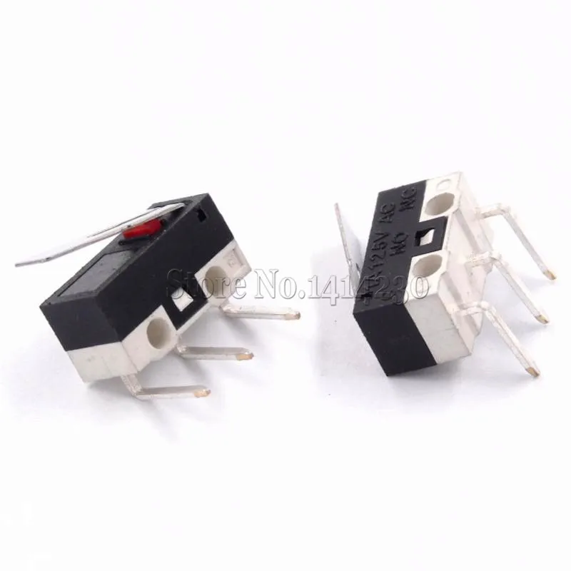 10Pcs Limit Switch Push Button Switch 1A 125V AC Mouse Switch 3Pins 90 Degree Curved Needle Micro Switch