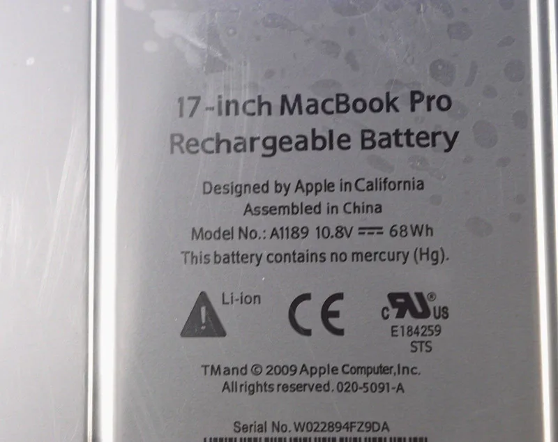 Original Rechargeble Battery A1189 020-5091-A 661-3974 for  Pro 17