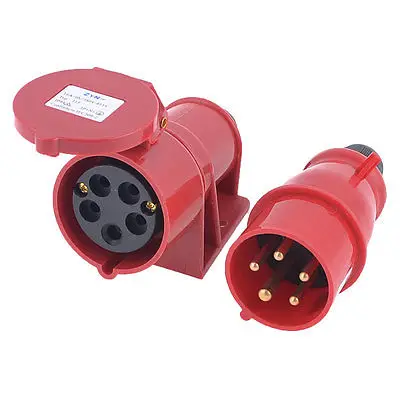 IEC309-2 380-415V 16A 3P+N+E Plug Coupler w Waterproof Trailing Socket