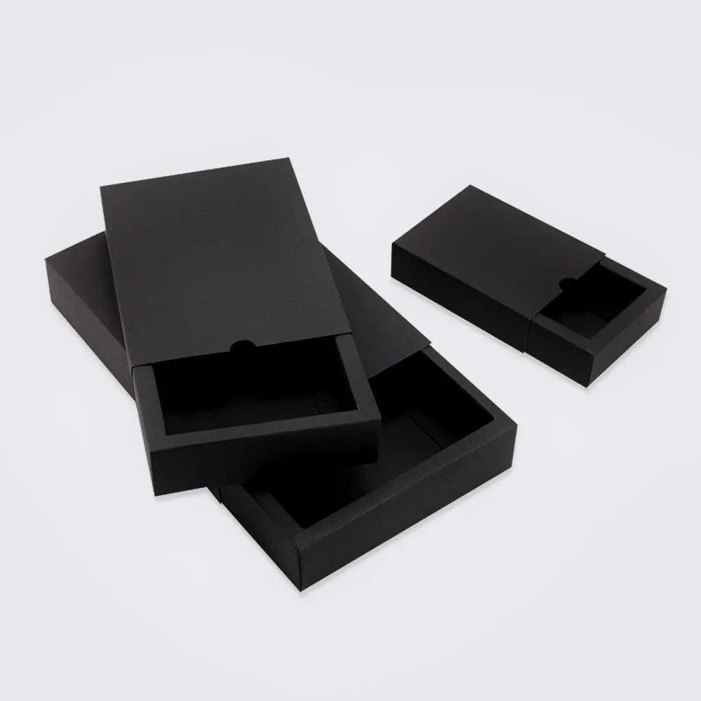 20Pcs Gift Packaging Cardboard Box Black Paper Drawer Box Wedding Favor Delicate Paper Box black jewelry soap packaging boxes