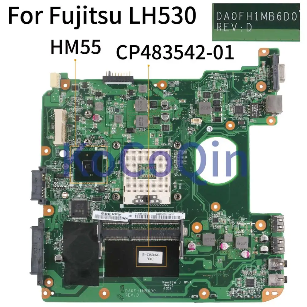 

KoCoQin Laptop motherboard For Fujitsu LIFEBOOK LH530 Mainboard CP483542-01 DA0FH1MB6D0 HM55