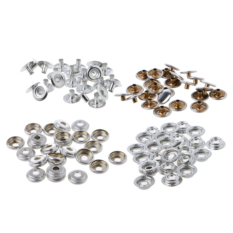100 Pcs Stainless Steel Fastener Snap Press Stud Cap Button Marine Boat Canvas