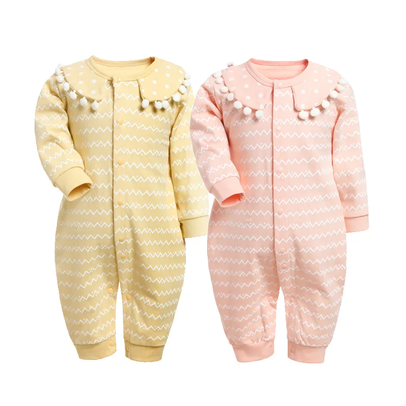 BABY Girl Clothes  Rompers Autumn Roupas Infant Jumpsuit col Claudine Clothing Newborn Spring Cotton Stripped Body Wholesale