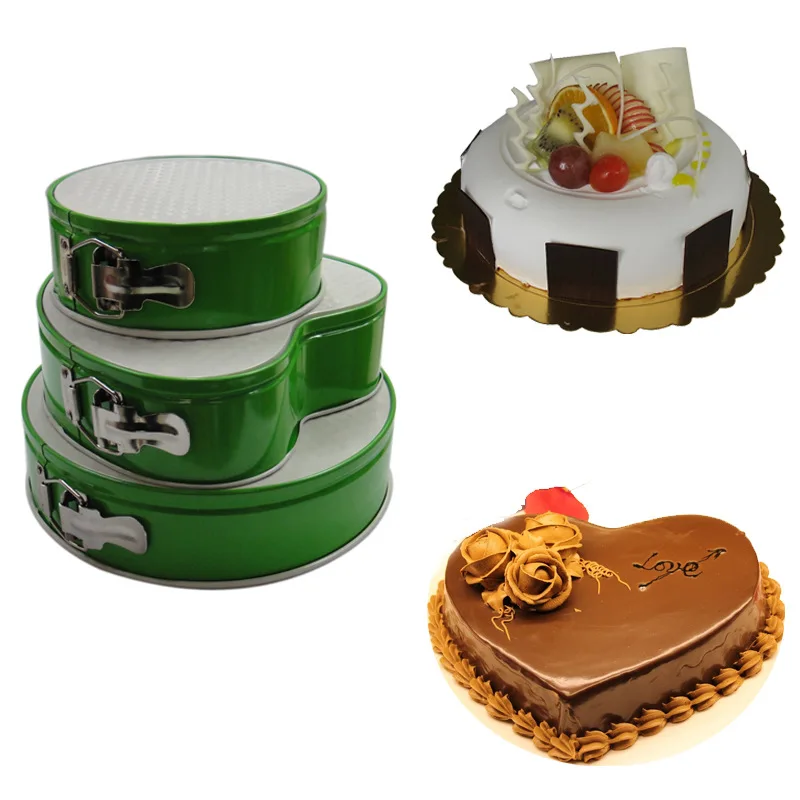 3PCS/LOT Carbon steel Cookie Fondant Cake Mould Mold Fruit Vegetable Cutter Live Bottom with Buckle Round Cake Mould LB 518