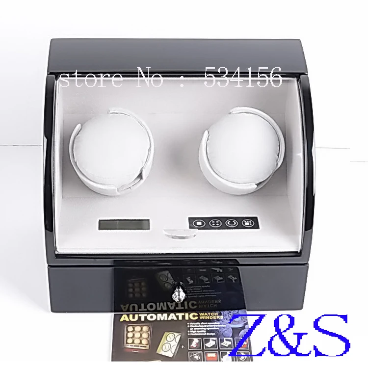 black wooden watch winder with high gloss piano paint,automatic  CNC automatic box on the watch chain shaking table watch winder