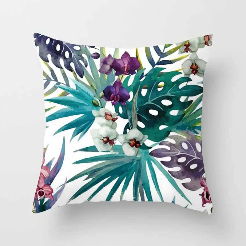 Tropical Plants Cushion Cover Polyester Green Leaves Decorative Pillowcase Tropical Plant Throw Pillow Case kussensloop almohada