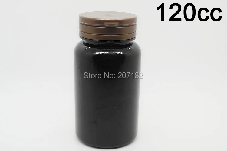 (100pcs/lot) 120cc PET Bottle, Capsule Bottle,120ml Plastic Bottle--Black Color Light-proof Bottle with Brown Pull Lid