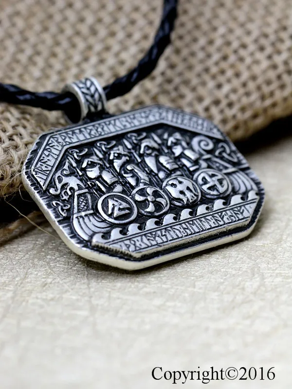 10pcs Norse Vikings Legendary The Viking Ship and Solider Battlebattlefield Amulet Necklace Viking Nordic Talisman Jewelry