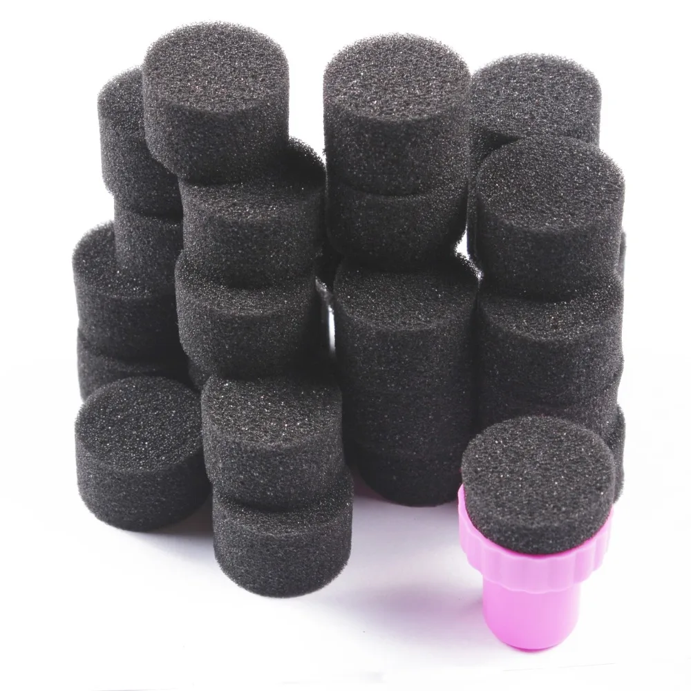 10Pcs Nail Art Transfer Sponge Gradient Coloring Stamping Stamper Painting Image Stamp Foam+ 1 Pc Nail Stamper Handle