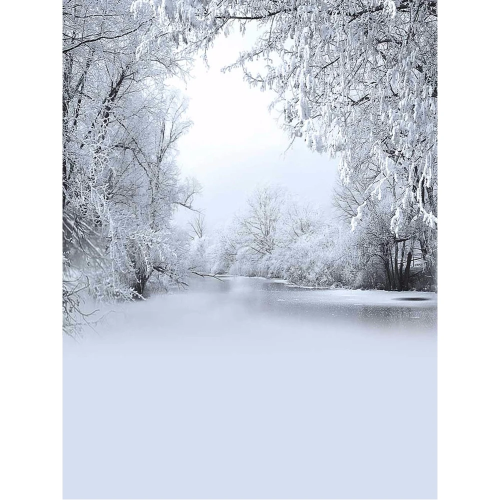 

Frozen Snow Covered Trees Stilly River Photography Backdrop Vinyl Kids Children Winter Scenic Photo Studio Portrait Backgrounds