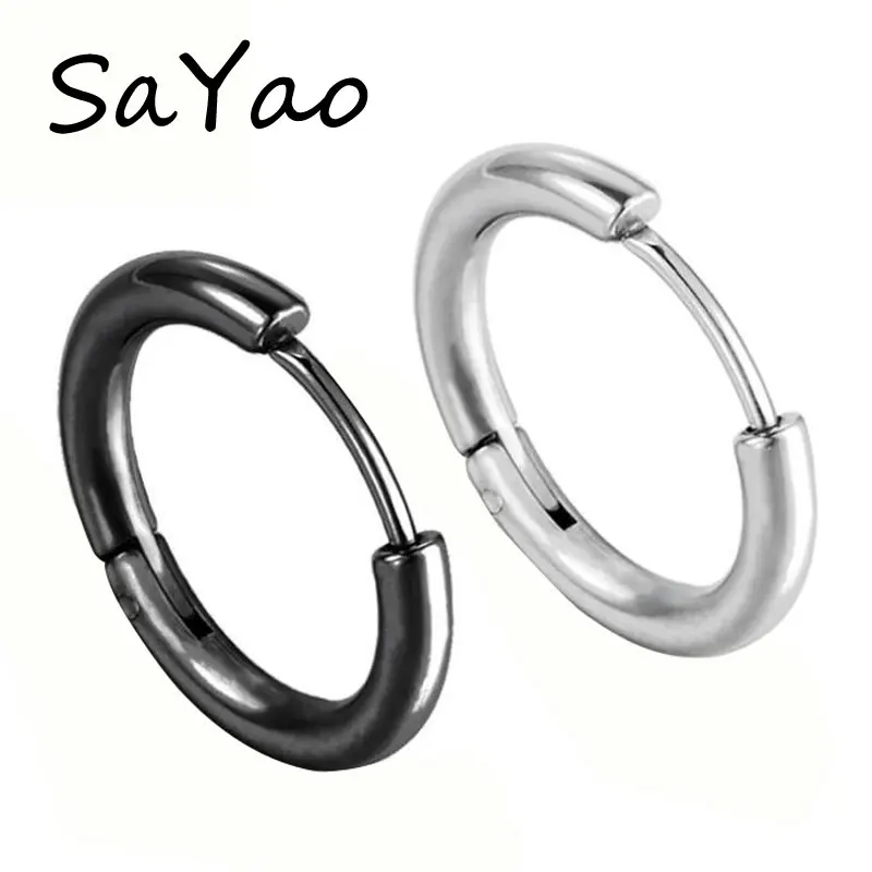 2 Pieces Free Shipping Stainless Steel Punk Hoop Gold Earring Circle Huggie Earrings Men Body Piercing Jewelry helix tragus