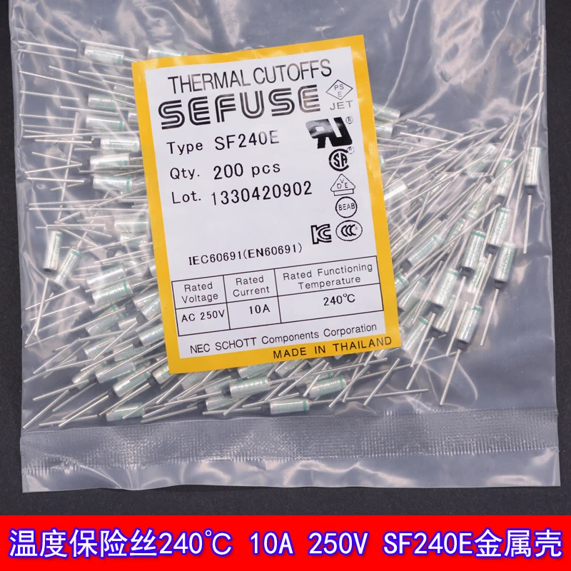 200pcs/lot  Temperature fuse 240 degrees 10A 250V SF240E 240 metal shell thermal protection SEFUSE