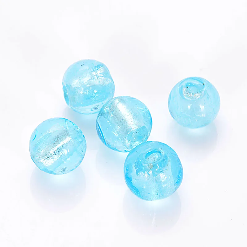 Miasol 20 Pcs/Lot 10mm Glass Chamilia beads Round Silverl Foiled Glass Lampwork Spacers Beads For Diy Jewelry Making Accessories