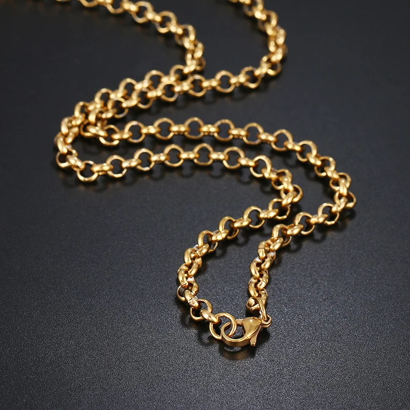 CACANA Stainless Steel Chain Necklaces For Man Women Gold Silver Color For Pendant Round Buckle Donot Fade Jewelry N1870