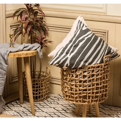 Storage Basket Straw Rattan Handmade Seaweed Nordic Style Flower Basket Vase Modern Home Deco