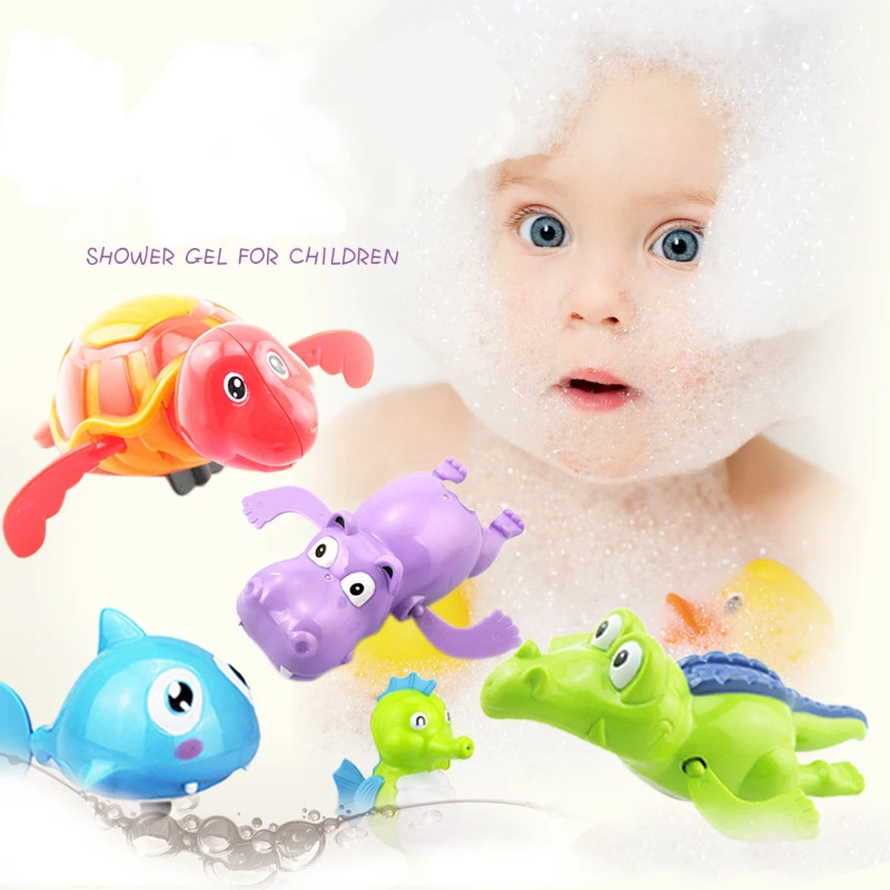 

Cartoon Animal Turtle Crocodile Seahorse Baby Bath Toy Chain Clockwork Classic Toys Cute Newborn Infant Swim Educational Toys